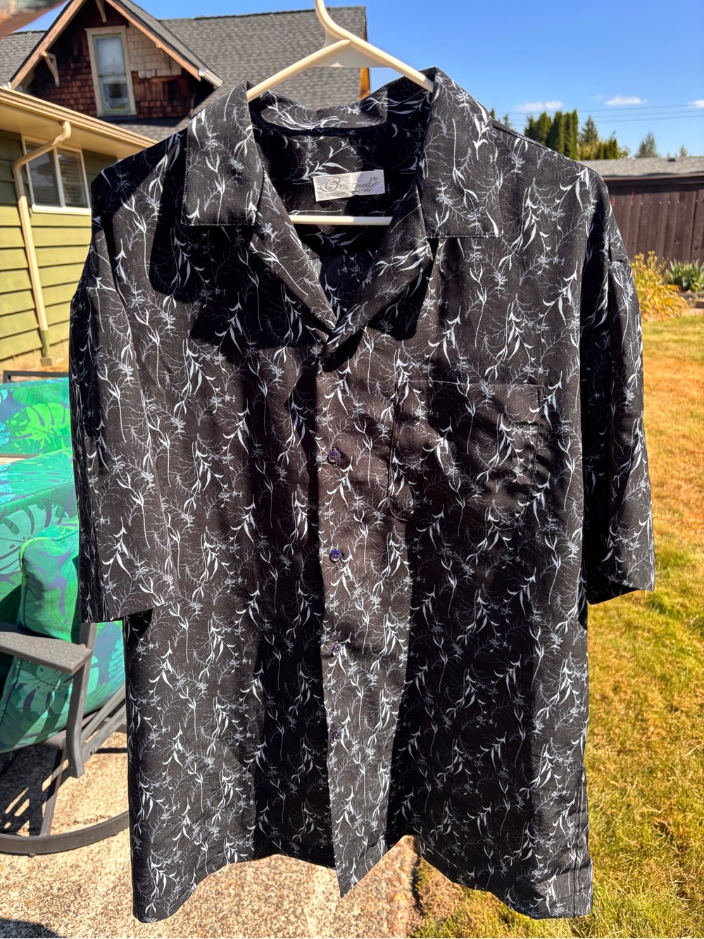 Brentwood Exclusive Men’s Black Patterned Short-Sleeve Button Down. XXL